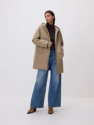 Reserved - Długa kurtka z kapturem - beżowy