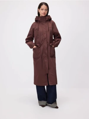 Reserved - Długa kurtka z kapturem - bordowy