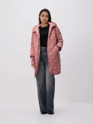 Reserved - Długa kurtka z kapturem - brudny róż