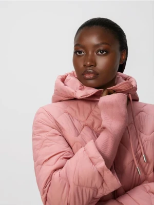 Reserved - Długa kurtka z kapturem - brudny róż