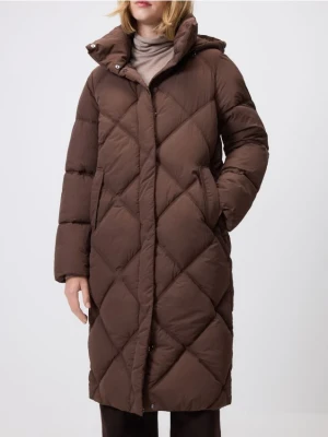 Reserved - Długa kurtka z kapturem - ciemnobrązowy
