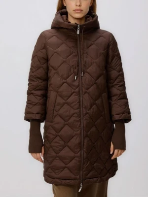 Reserved - Długa kurtka z kapturem - ciemnobrązowy