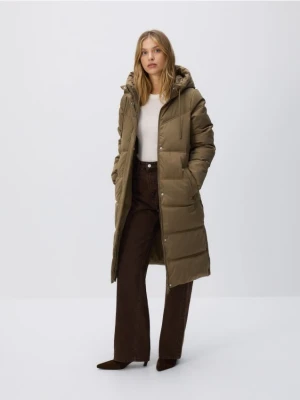 Reserved - Długa kurtka z kapturem - ciemnozielony