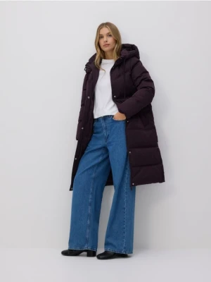 Reserved - Długa kurtka z kapturem - fioletowy