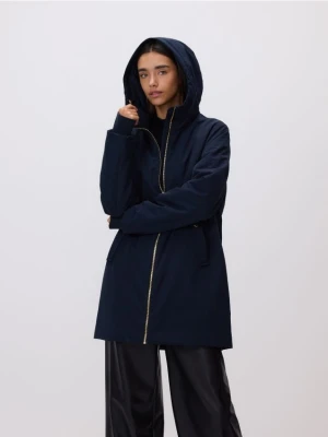 Reserved - Długa kurtka z kapturem - granatowy