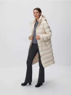 Reserved - Długa kurtka z kapturem - złamana biel