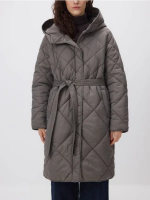 Reserved - Długa kurtka z wiązaniem - brązowy