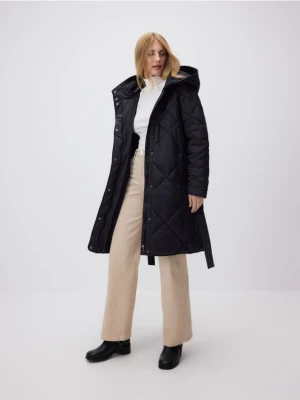 Reserved - Długa kurtka z wiązaniem - czarny