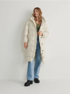 Reserved - Długa kurtka z wiązaniem - kremowy
