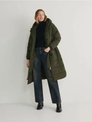 Reserved - Długa kurtka z wiązaniem - zielony