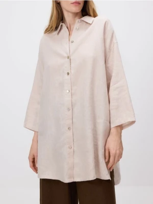 Reserved - Długa lniana koszula - beżowy