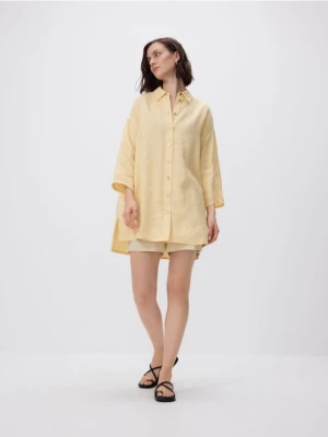 Reserved - Długa lniana koszula - jasnożółty