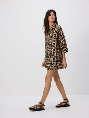 Reserved - Długa lniana koszula - wielobarwny