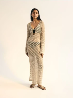 Reserved - Długa narzutka plażowa - złoty