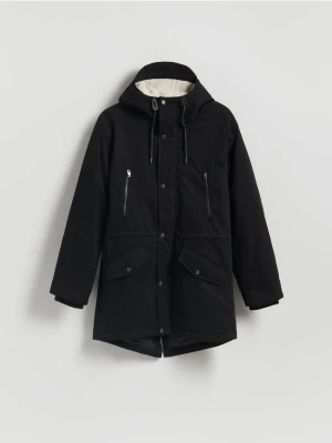 Reserved - Długa parka z kapturem - czarny