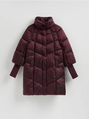 Reserved - Długa pikowana kurtka - burgundowy