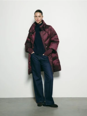 Reserved - Długa pikowana kurtka - burgundowy