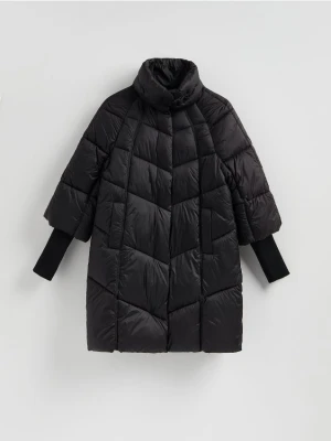 Reserved - Długa pikowana kurtka - czarny