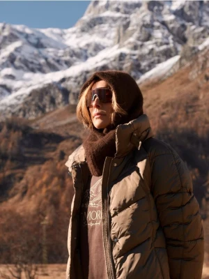 Reserved - Długa pikowana kurtka - oliwkowy