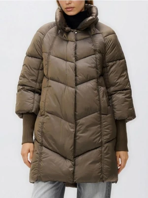 Reserved - Długa pikowana kurtka - oliwkowy