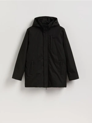 Reserved - Długa puchowa kurtka z dodatkiem Sorony - czarny