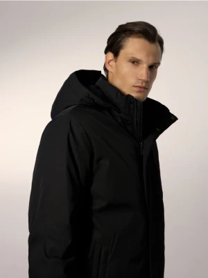 Reserved - Długa puchowa kurtka z dodatkiem Sorony - czarny