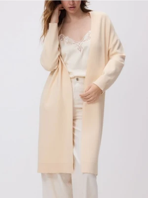 Reserved - Długi kardigan z wiskozą - kremowy