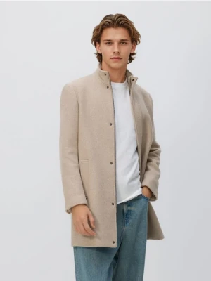 Reserved - Długi płaszcz z wełną - beżowy