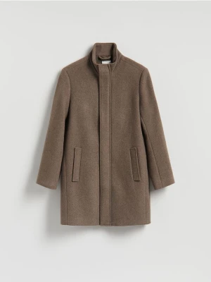 Reserved - Długi płaszcz z wełną - brązowy