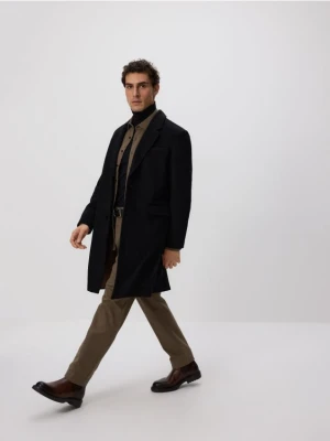 Reserved - Długi płaszcz z wełną - czarny