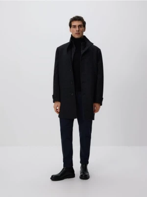 Reserved - Długi płaszcz z wełną - czarny