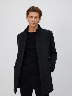 Reserved - Długi płaszcz z wełną - czarny