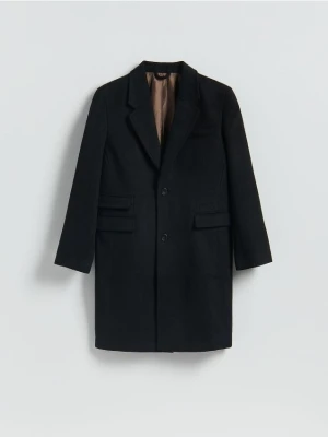 Reserved - Długi płaszcz z wełną - czarny