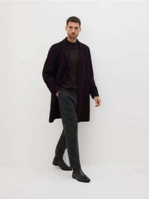 Reserved - Długi płaszcz z wełną - mahoniowy