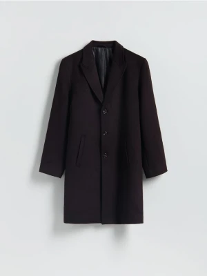 Reserved - Długi płaszcz z wełną - mahoniowy