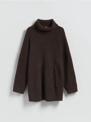 Reserved - Długi sweter z golfem - ciemnobrązowy