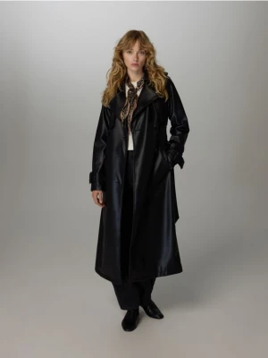 Reserved - Długi trencz z paskiem - czarny