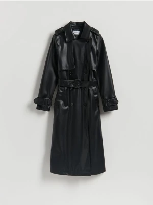 Zdjęcie produktu Reserved - Długi trencz z paskiem - czarny