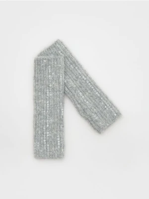 Reserved - Długie mitenki z cekinami - jasnoszary
