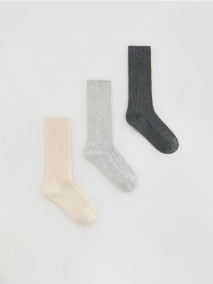 Reserved - Długie skarpetki 3 pack - beżowy