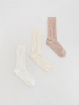 Reserved - Długie skarpetki 3 pack - złamana biel