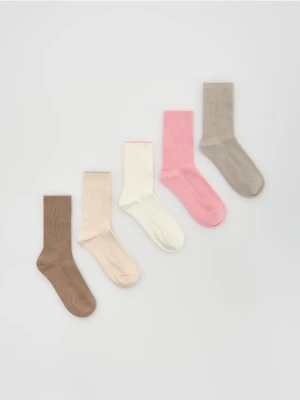 Reserved - Długie skarpetki 5 pack - złamana biel