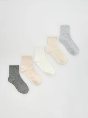 Reserved - Długie skarpetki z bawełną 5 pack - złamana biel