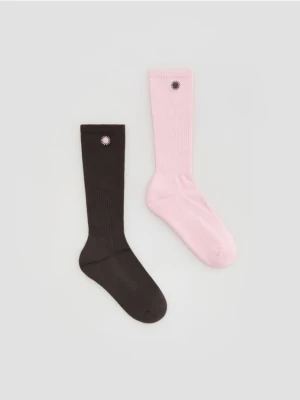 Reserved - Długie skarpetki z haftem 2 pack - wielobarwny