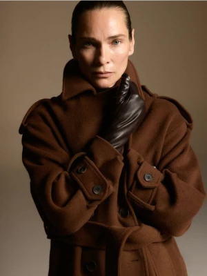 Reserved - Długie skórzane rękawiczki - ciemnobrązowy