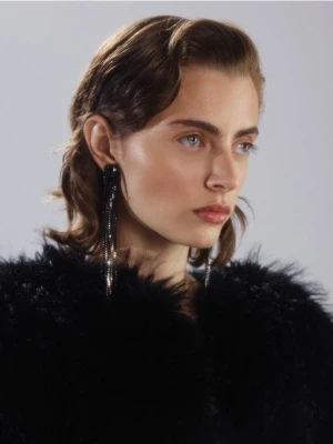 Reserved - Długie wiszące kolczyki - czarny