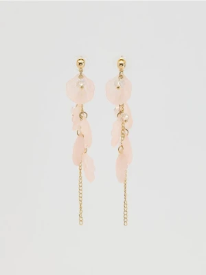 Reserved - Długie wiszące kolczyki - kremowy