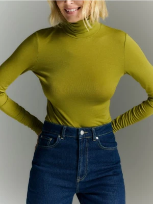 Reserved - Dopasowane body z golfem - oliwkowy