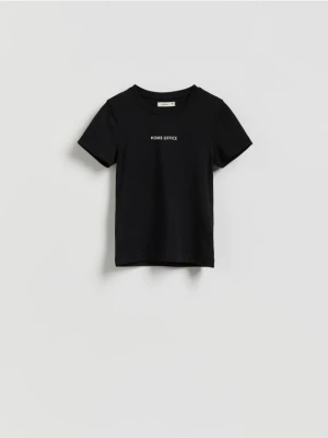 Reserved - Dopasowany t-shirt z nadrukiem - czarny