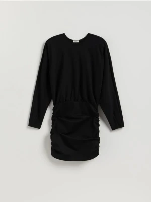 Reserved - Drapowana sukienka z wiskozą - czarny